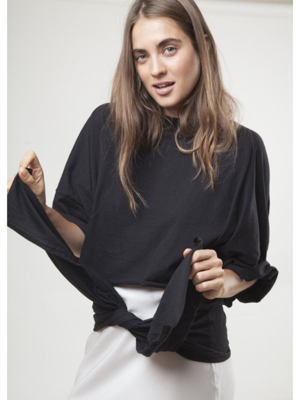 The Frock NYC x Hanes Customized T Black One Size Lagenlook Modest Neutral